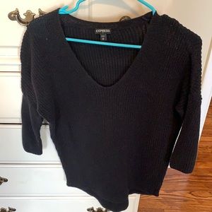 Express v-neck knit black sweater size xs